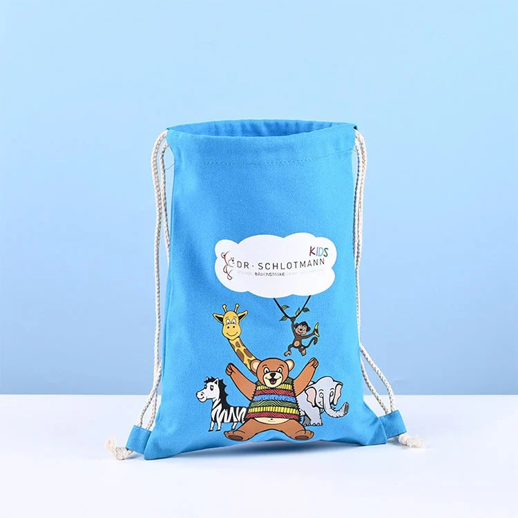 Schoudertas van canvas met trekkoord